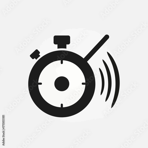Black Stopwatch Icon with Wavy Lines Indicating Time Measurement
