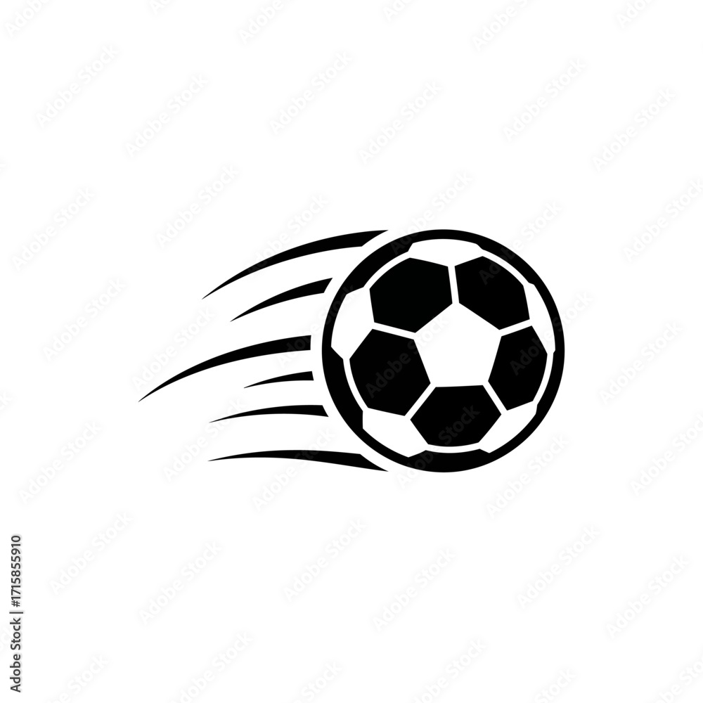 Obraz premium Dynamic Black Soccer Ball in Motion with Streaking Lines
