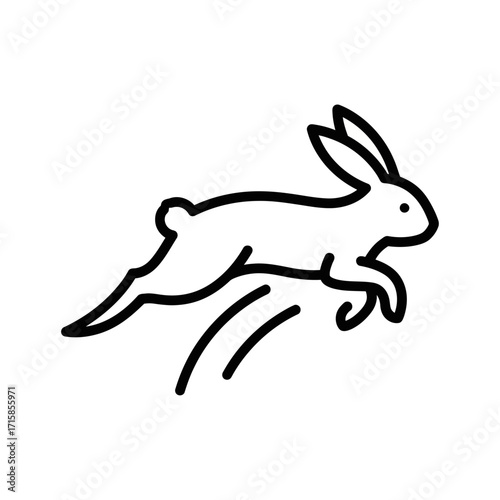Dynamic Line Art of a Rabbit Leaping with Speed and Agility