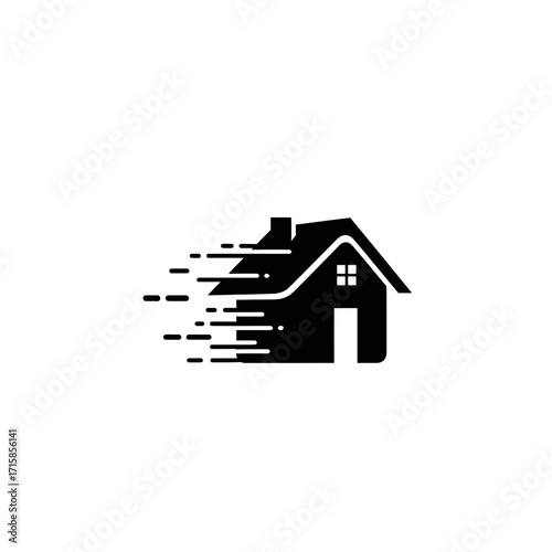 Fast Home Delivery Logo with Speed Lines