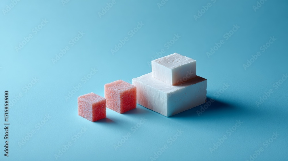 Obraz premium Sugar cubes colorful styled minimal modern sweet food photography composition