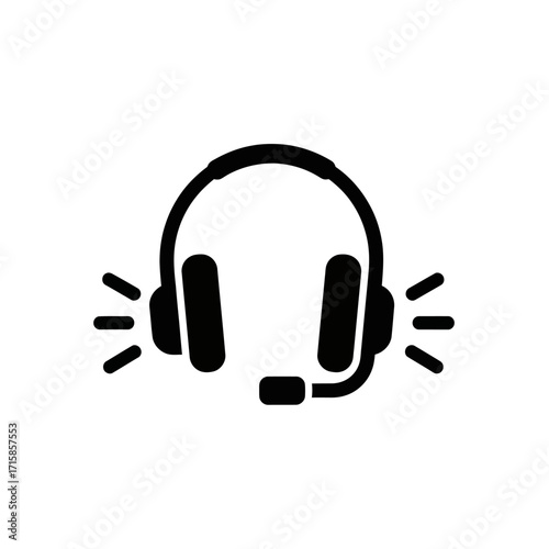 Simple Black Headphones with Sound Output Icon