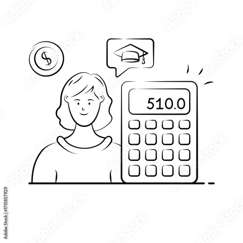 Student calculating tuition fees and managing educational loan payments.