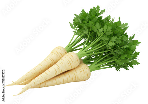 Isolated Parsley Root with Green Leaves Vegetables and Healthy Eating Ingredients Raw Food