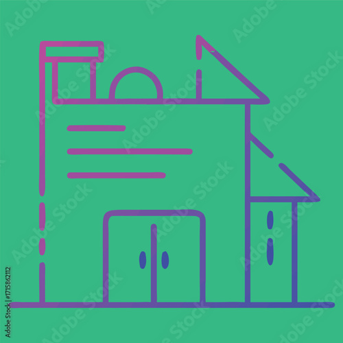 Drawing of a house plan blueprint and architectural tools for home design, construction, and building vector illustration