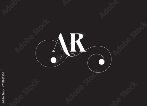 AR letter logo design on luxury background