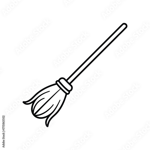 kitchen shovel broom and spatula isolated on white background
