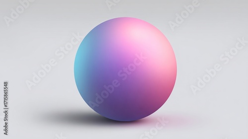Wallpaper Mural A single, smooth, iridescent sphere rests on a light gray surface.  Its colors blend from pink to purple to blue Torontodigital.ca