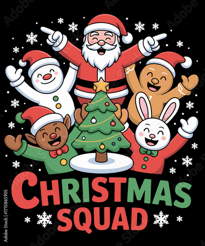 Retro Christmas Squad Santa Dabbing Elf Family Matching Pajamas