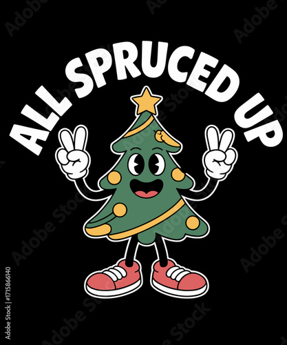 Obraz na plátně Retro All Spruced up Bougie xmas funny groovy Christmas tree pun
