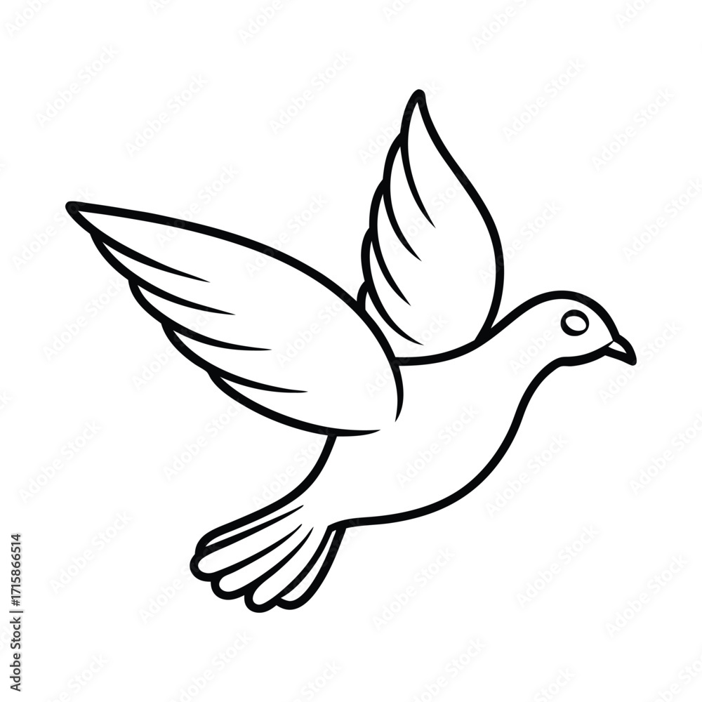 Obraz premium Dove outline in flight on a white background bird flying