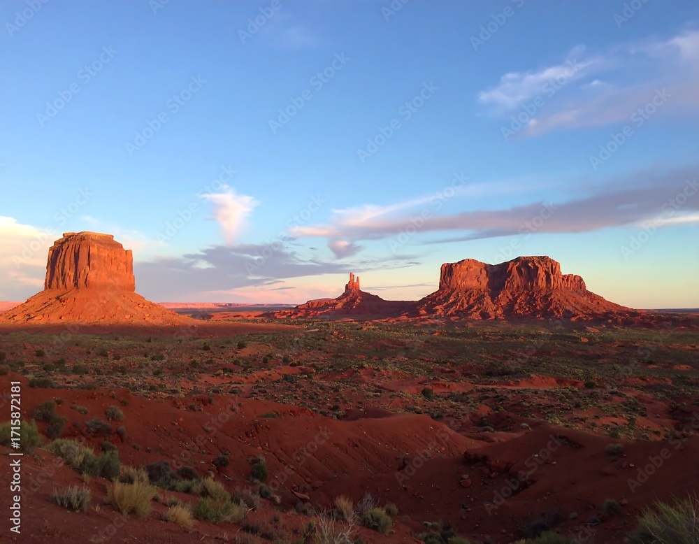 Naklejka premium Sunset over red rock formations