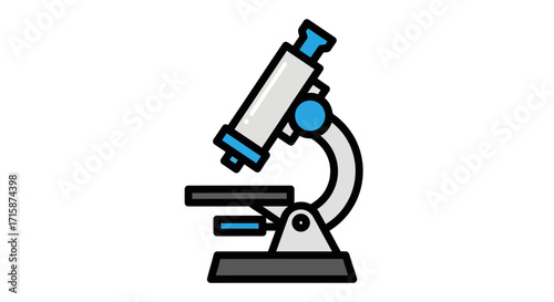 Stylized illustration depicting a laboratory microscope, a fundamental instrument for scientific research, biological analysis, and educational exploration of microscopic worlds