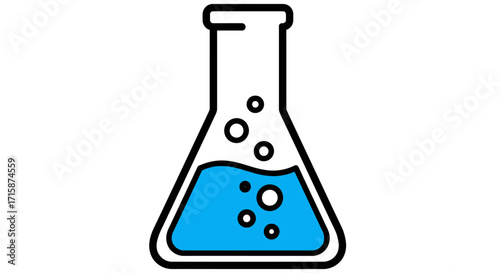 Chemistry Flask with Blue Liquid Illustration of Science and Laboratory Experiment