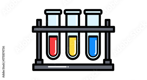 Laboratory Experiment Colorful Test Tubes in a Rack