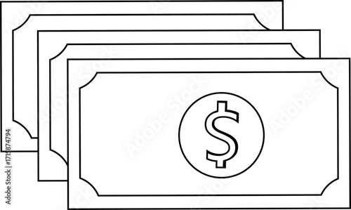 icon of a stack of dollar bills on a white background