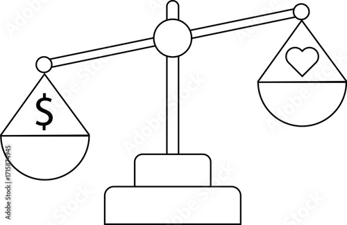 love scale and dollar icon with white background
