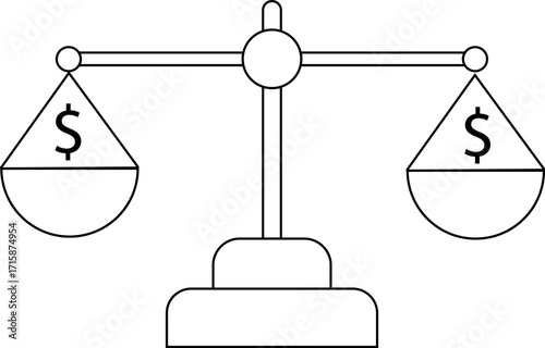scale and dollar icon with white background