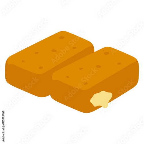 Smažený sýr Slovak fried cheese flat color vector illustration template design