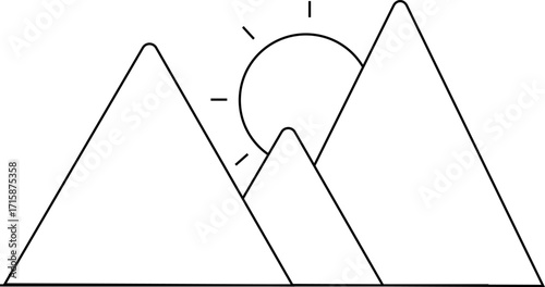 mountain icon and sun icon with white background