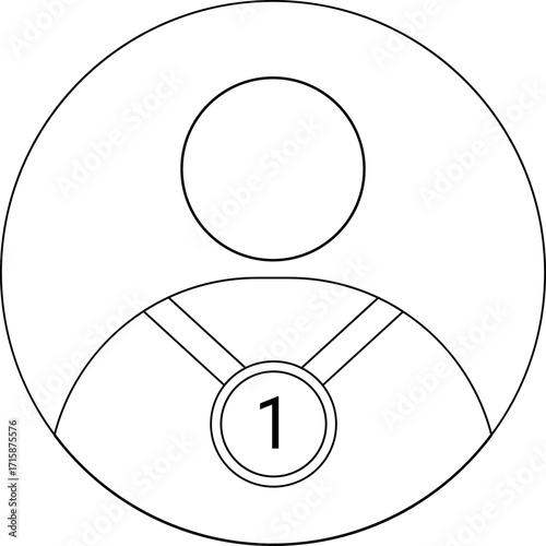 icon of a person wearing a 1st place medal necklace with a white background