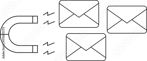 magnet icon and message icon with white background