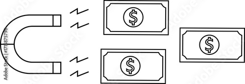 magnet icon and dollar icon with white background