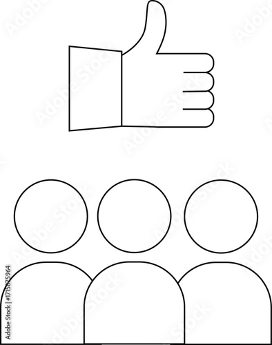 icon for a group of people and a like icon on a white background