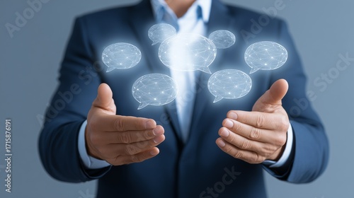Digital Business Communication with Abstract Speech Bubbles – Business Communication Concept with Abstract Speech