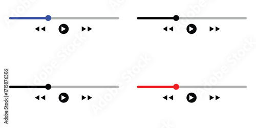 Social Media Audio & Video Player UI Kit – Flat Editable Vector Interface for App & Web 