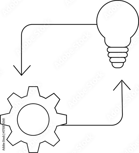gear icon and light bulb with white background