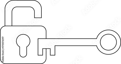 open lock and key icon with white background