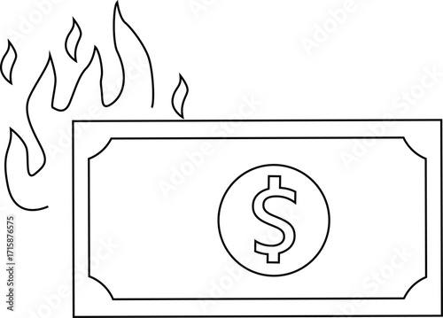 burning money icon with white background