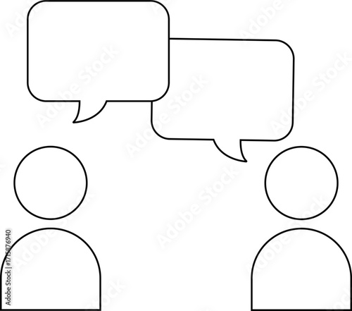 icon of two people communicating with a white background