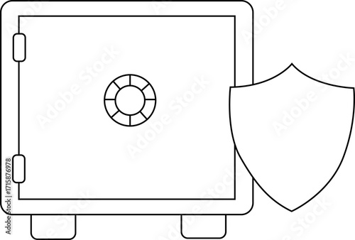 icon of a safe box and shield with a white background