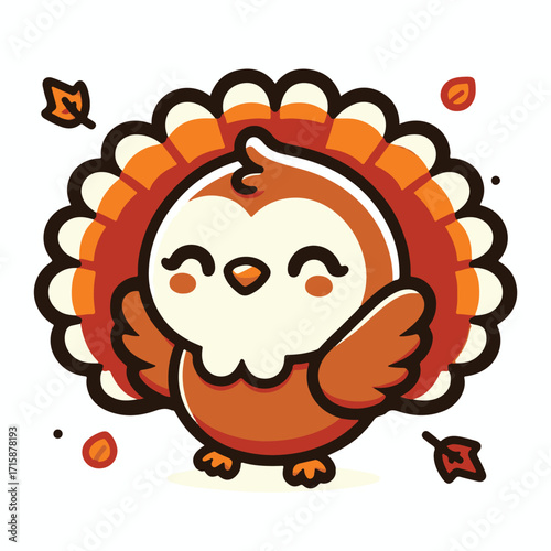 Cute cartoon thanksgiving turkey vector