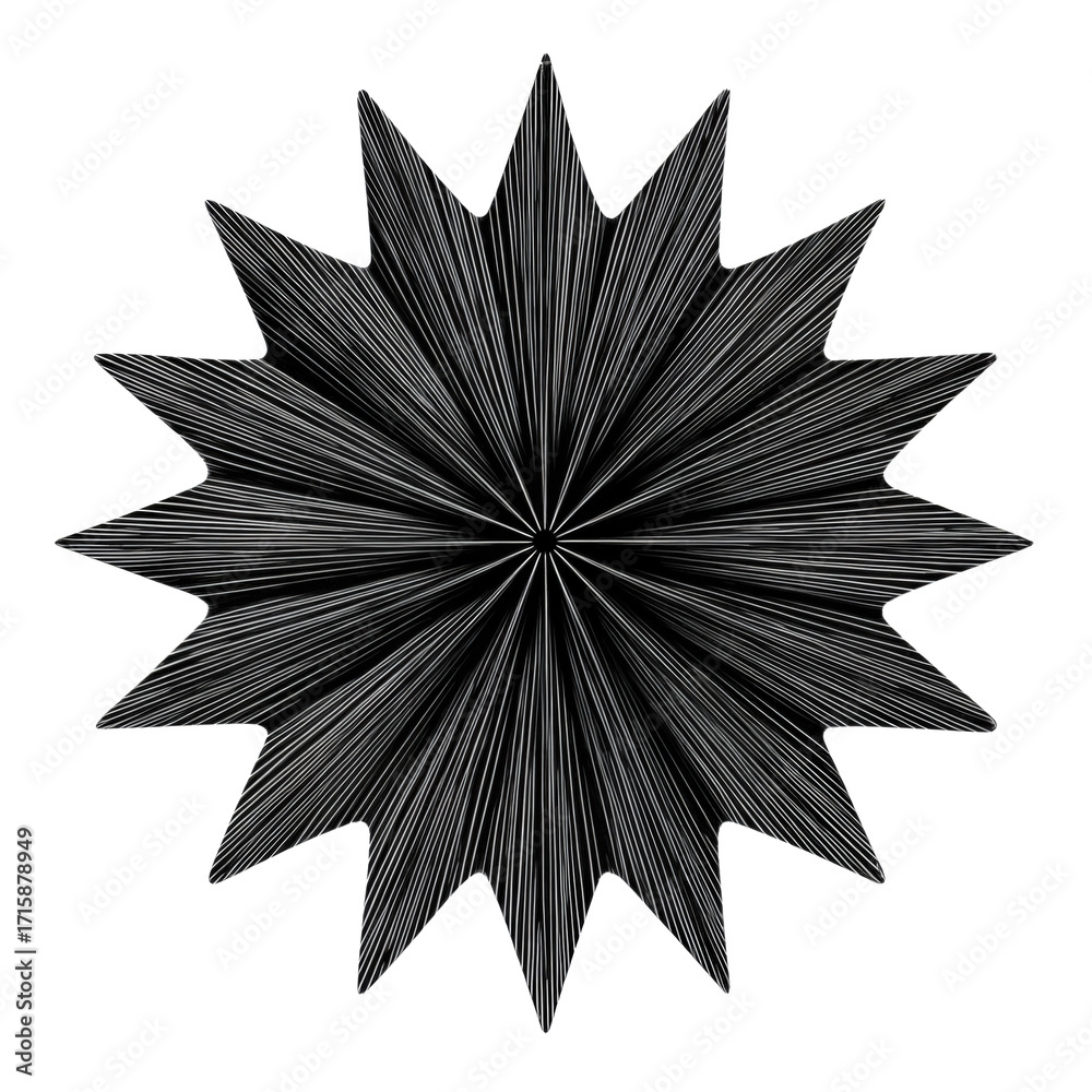 Obraz premium Thin lines forming a stylized starburst pattern on transparent background