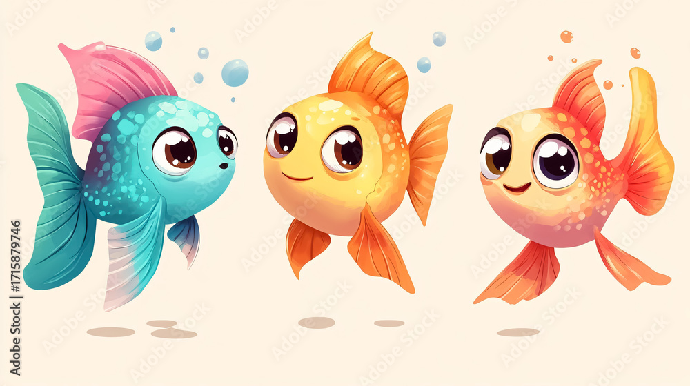 Fototapeta premium Cute Cartoon Fish Character Illustration � Adorable Design Concept