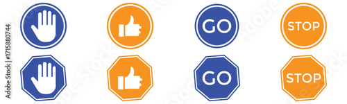 Stop, Wait, and Go Traffic Sign Set – Realistic Red, Yellow, Green Road Safety Symbols on Poles