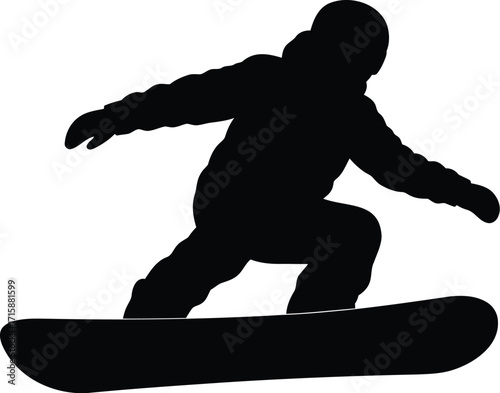 Silhouette of a Snowboarder Performing a Jump