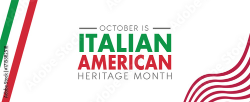 Italian American Heritage Month. Happy holiday celebrate annual in October. Italy and United States flag. Culture month