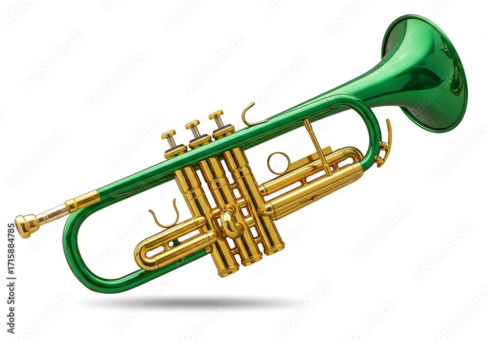Obraz premium Green trumpet isolated on white