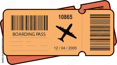  illustration of two airline boarding passes placed diagonally on top of each other