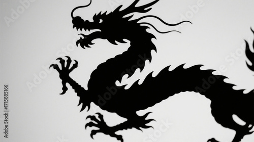 Dragon silhouette, dragon soaring into the sky