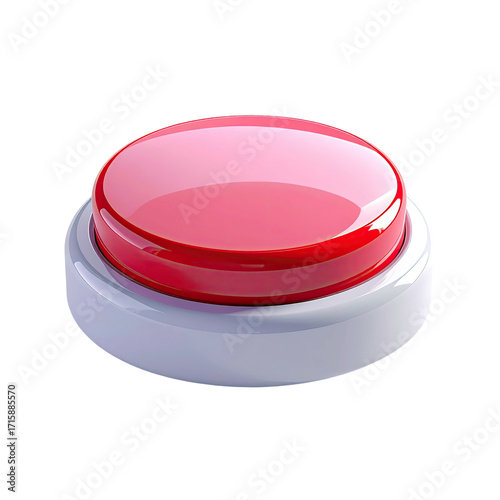 Red button with white base, glossy finish