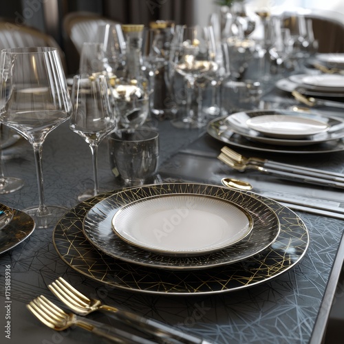 Elegant Table Setting with Fine China and Glassware for Celebration