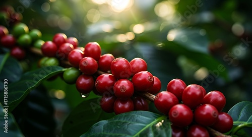 完熟コーヒーチェリー、鮮やかな赤色