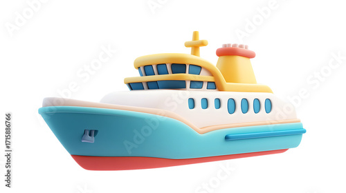 Colorful Cartoon Cruise Ship for Kids  Playful Sea Voyage and Adventure
