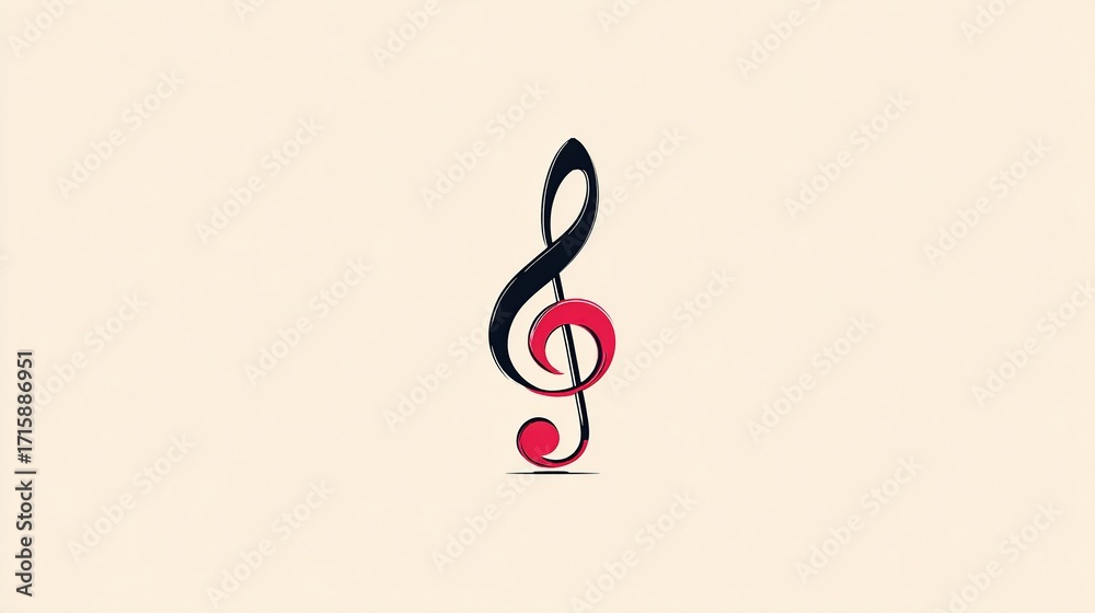 Fototapeta premium A stylized treble clef in black and red
