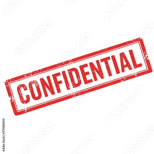 A red rectangular confidential stamp isolated on a clean white background